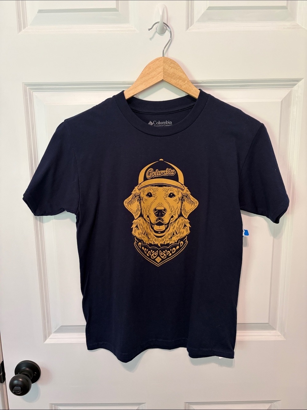 Columbia Navy T-Shirt with Gold Dog Graphic
